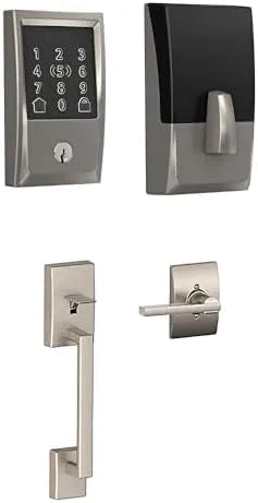 Schlage Encode Plus Wi-Fi Smart Lock with Century Handleset Entry Set for Front Door, Unlock with Apple Watch, Satin Nickel