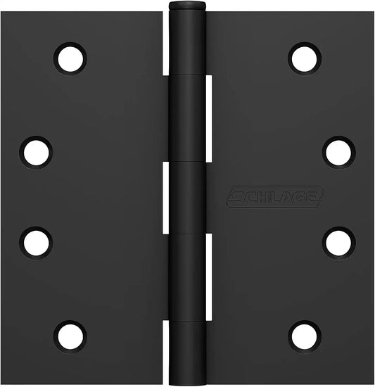 Schlage 4" Door Hinge with Square Corner in Matte Black (3-Pack)