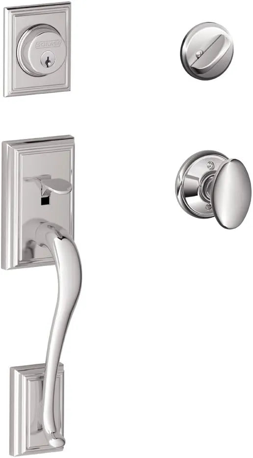 SCHLAGE Addison Single Cylinder Handleset and Siena Knob, Bright Chrome (F60 ADD 625 SIE)