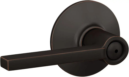 SCHLAGE Latitude Bed/Bath Privacy Door Handle with Lock, Aged Bronze