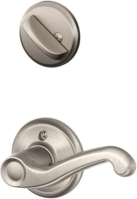Schlage F60GRW619FLA(LH) Greenwich Active Door Handle Set with Flair Left Hand Interior, Satin Nickel