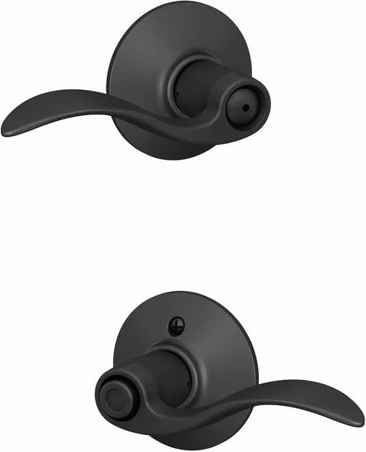 Schlage F40 ACC 622 Accent Door Lever, Bed & Bath Privacy Lock, Matte Black
