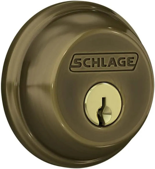 Schlage B60 N 609 Deadbolt, Keyed 1 Side, Highest Residential Security, Antique Brass