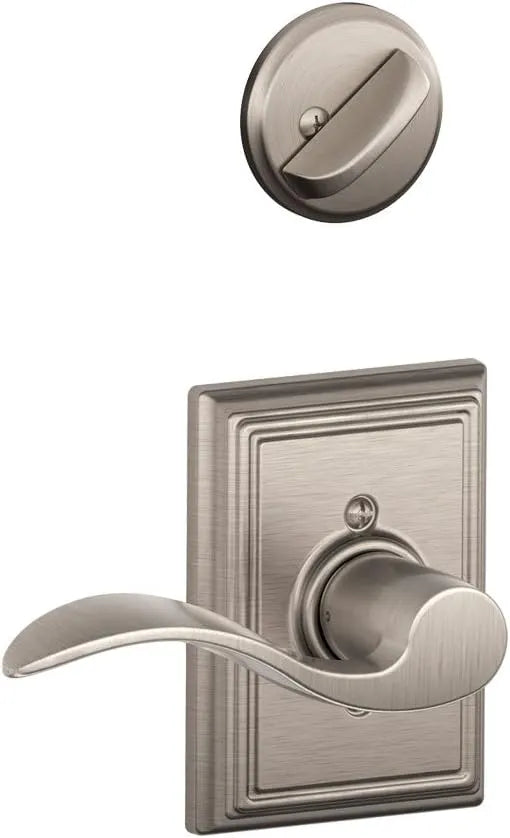 Schlage Lock Company F93GRW619AND Greenwich Dummy Door Handleset with Andover Interior, Satin Nickel