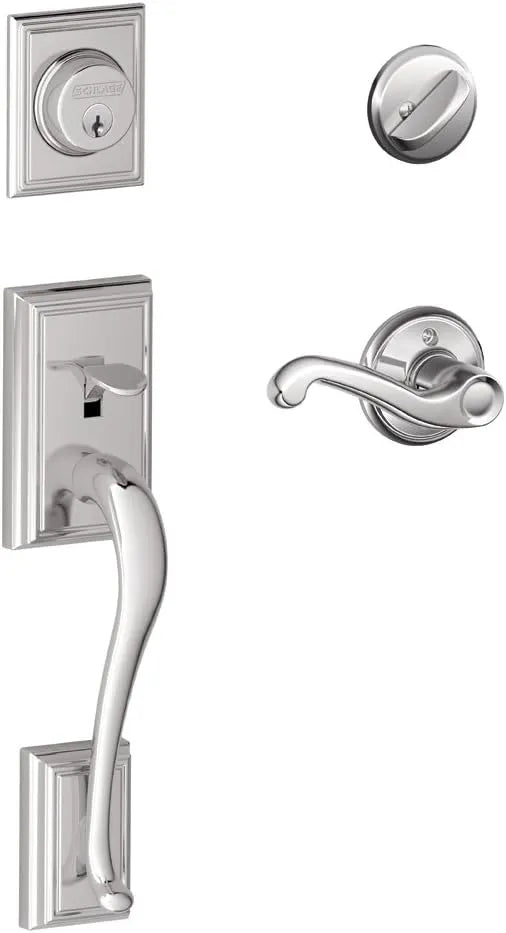 SCHLAGE Addison Single Cylinder Handleset and Right Hand Flair Lever, Bright Chrome (F60 ADD 625 FLA RH)