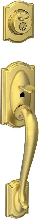 Schlage F58 CAM 608 Camelot Exterior Entrance Handleset Single Cylinder, Satin Brass (Exterior Half Only)