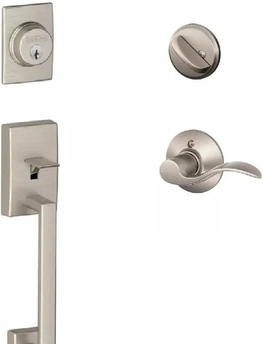 Schlage F60CEN619ACC(LH) Century Active Door Handleset with Accent Left Hand Interior, Satin Nickel