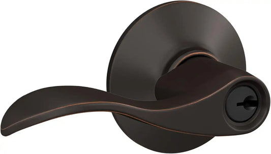 SCHLAGE Accent Keyed Entry Door Handle, Reversible, Aged Bronze