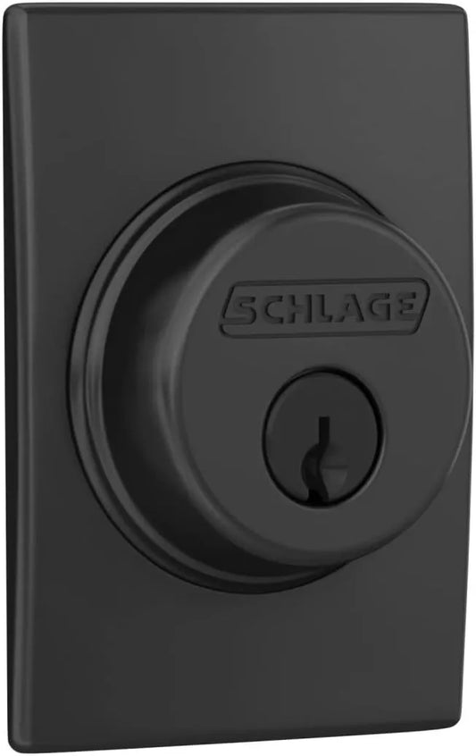 Schlage B60 N CEN 622 Deadbolt with Century Trim, Keyed 1 Side, Highest Residential Security, Matte Black