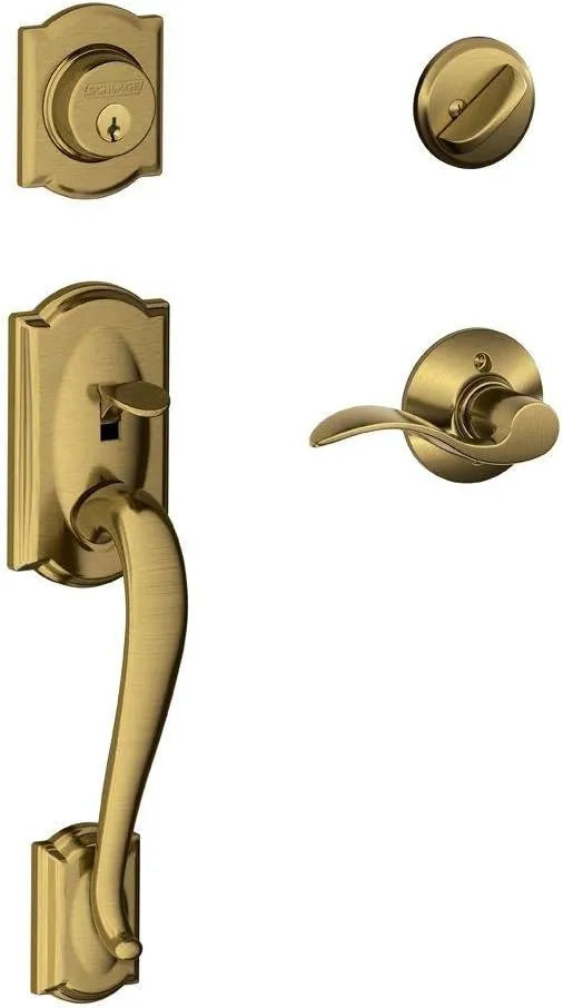 SCHLAGE Camelot Single Cylinder Handleset and Right Hand Accent Lever, Antique Brass (F60 CAM 609 Acc RH)