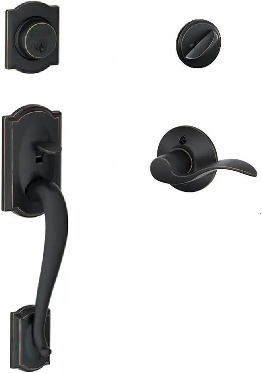 Schlage F60CAM716FLA(RH) Camelot Active Door Handle Set with Flair Right Hand Interior, Aged Bronze