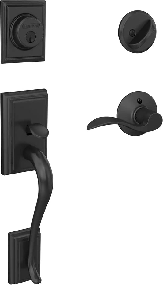 SCHLAGE Front Door Handleset, Left Hand Accent Lever, Matte Black