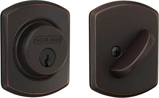 Schlage Greenwich Single Cylinder Front Door Deadbolt, Aged Bronze