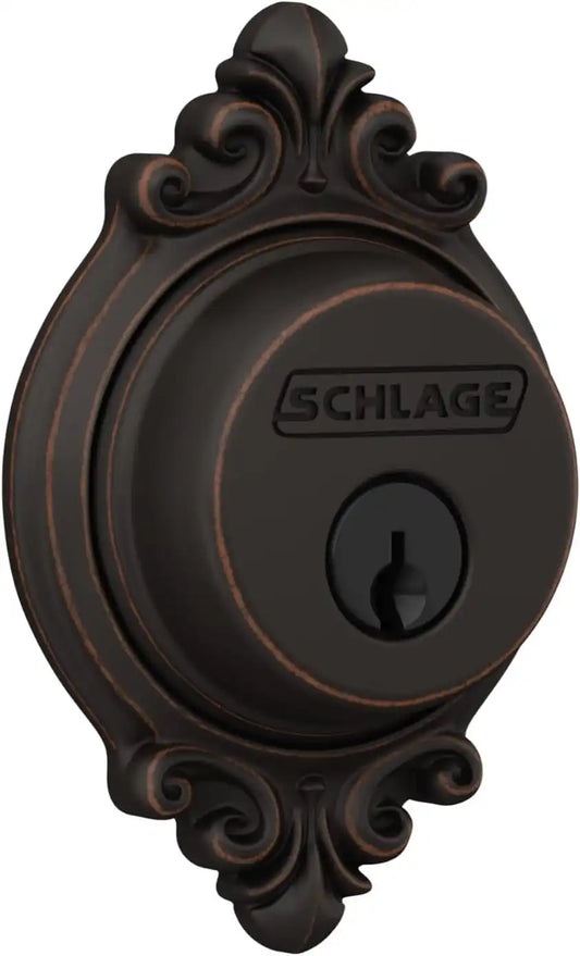 Schlage Brookshire Single Cylinder Front Door Deadbolt, Aged Bronze
