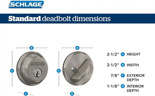 SCHLAGE B62N620 Deadbolt, Keyed 2 Sides, Antique Pewter