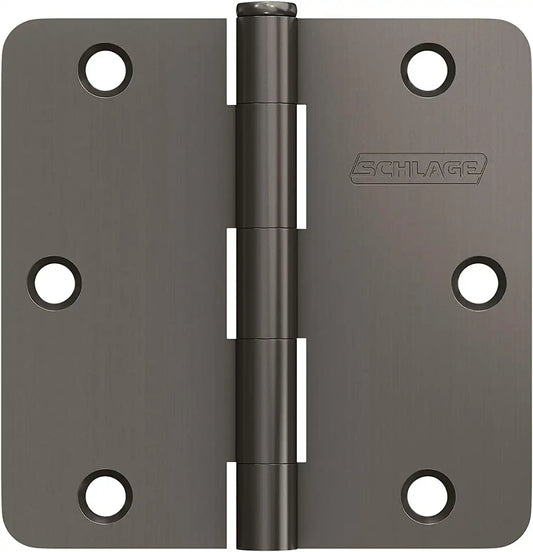 Schlage 3.5" Door Hinge with 1/4" Radius Round Corner in Black Stainless (3-Pack)
