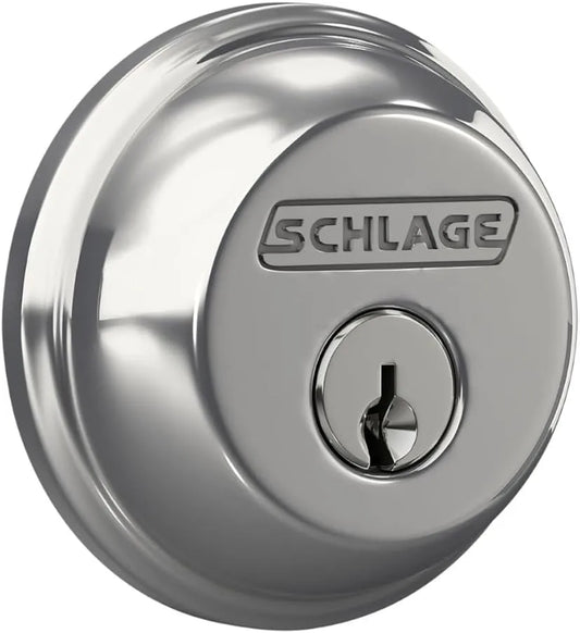 Schlage Single Cylinder Front Door Deadbolt, Bright Chrome