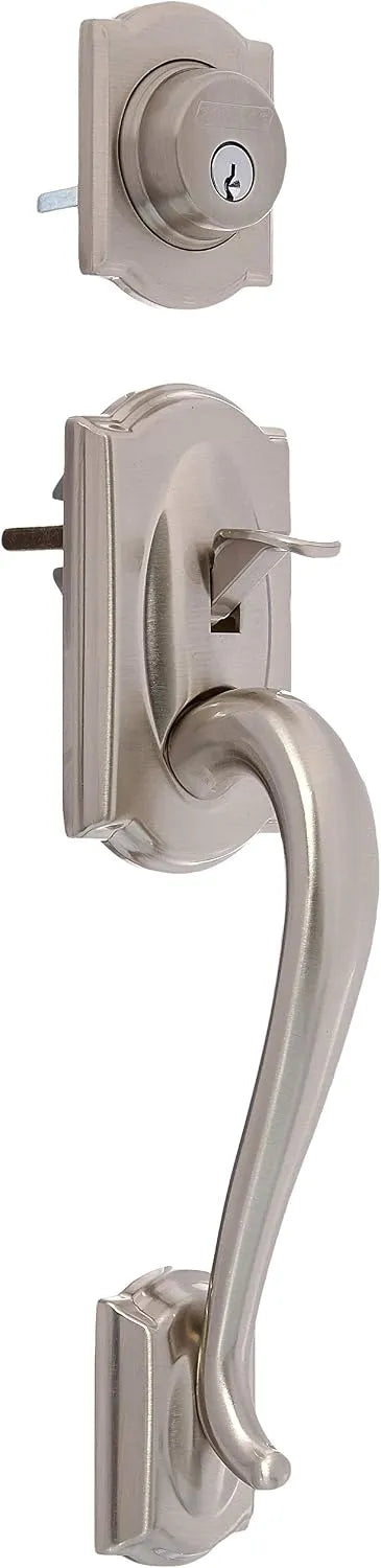 Schlage Lock Company F60CAM619SIE Schlage Camelot Active Door Handleset with Siena Interior, Satin Nickel