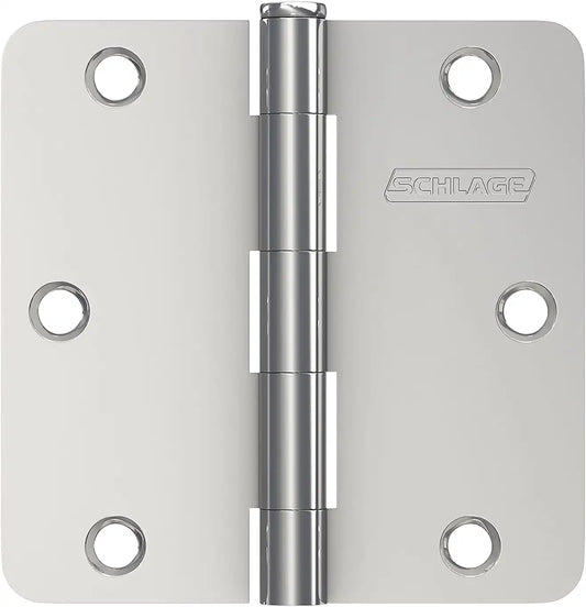 Schlage 3.5" Door Hinge with 1/4" Radius Round Corner in Bright Chrome (3-Pack)