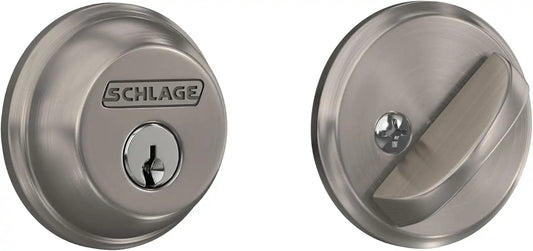 Schlage Single Cylinder Front Door Deadbolt, Satin Nickel