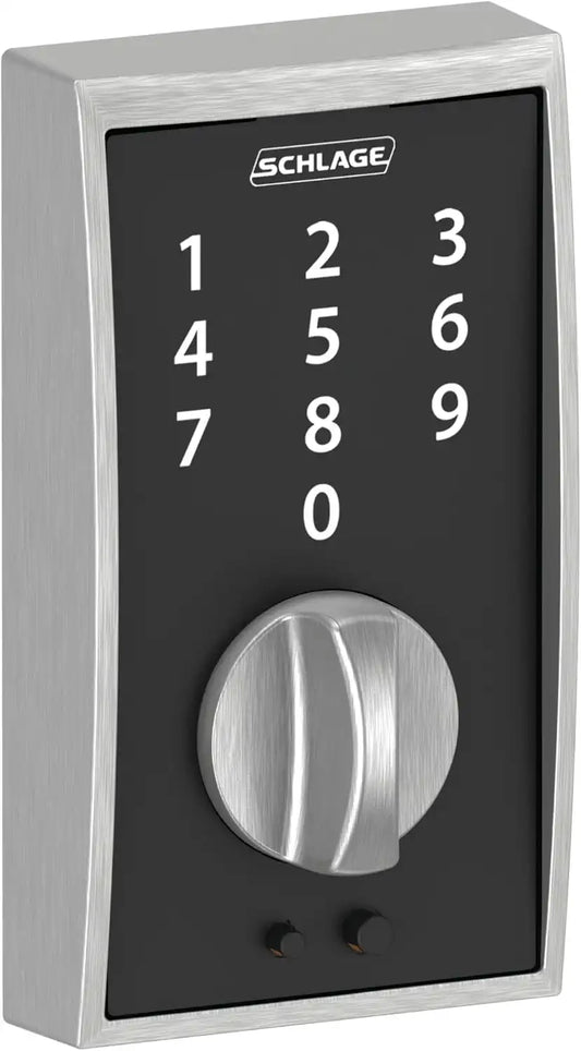 Schlage Touch Electronic Deadbolt Lock with Camelot Trim, Satin Chrome