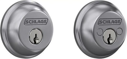 SCHLAGE B62N626 Deadbolt, Keyed 2 Sides, Brushed Chrome