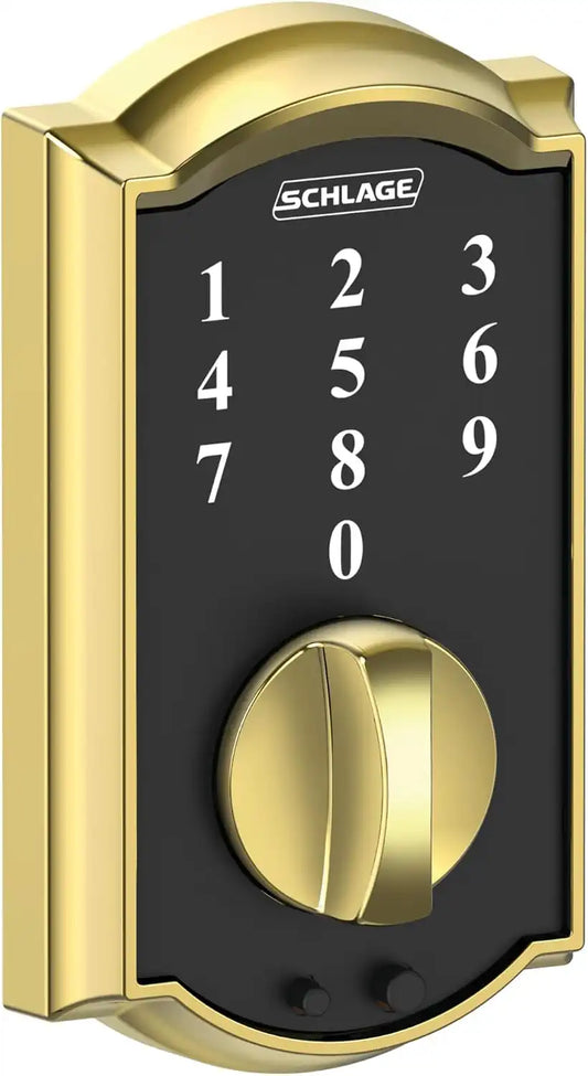 Schlage Touch Electronic Deadbolt Lock with Camelot Trim, Bright Brass