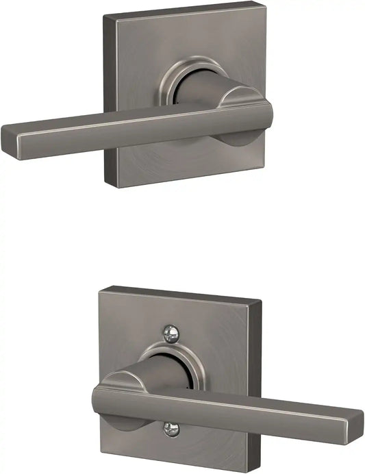SCHLAGE Latitude Hall/Closet Passage Door Handle, Reversible, Satin Nickel