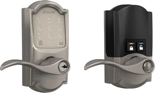 Schlage Encode Smart WiFi Lock, Lever Handle, Camelot Trim, Satin Nickel