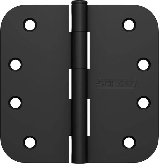 Schlage 4" Door Hinge with 5/8" Radius Round Corner in Matte Black (3-Pack)