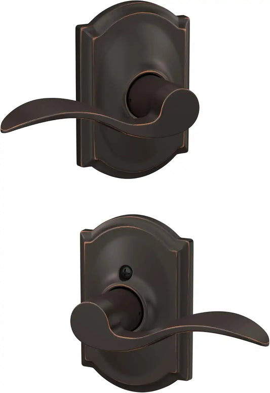 SCHLAGE Accent Hall/Closet Passage Door Handle, Reversible, Aged Bronze