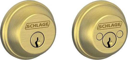 SCHLAGE Double Cylinder Deadbolt, Satin Brass (B62 N 608)