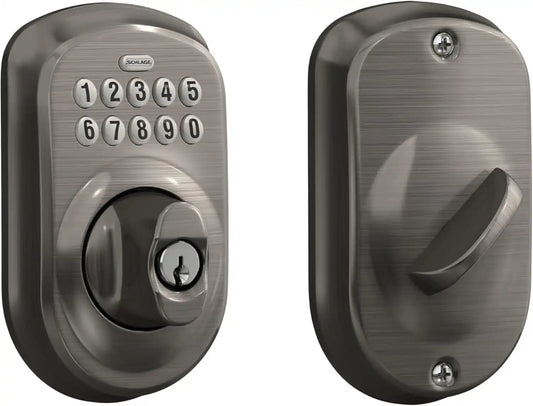 Schlage Electronic Keypad Deadbolt Lock, Plymouth Trim, Antique Pewter