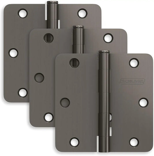 Schlage 3.5" Door Hinge with 1/4" Radius Round Corner in Black Stainless (3-Pack)