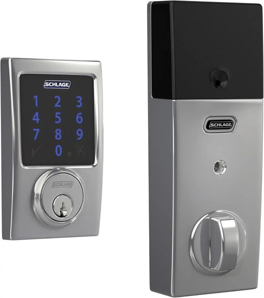 Schlage Connect Smart Deadbolt Lock with Century Trim, Bright Chrome