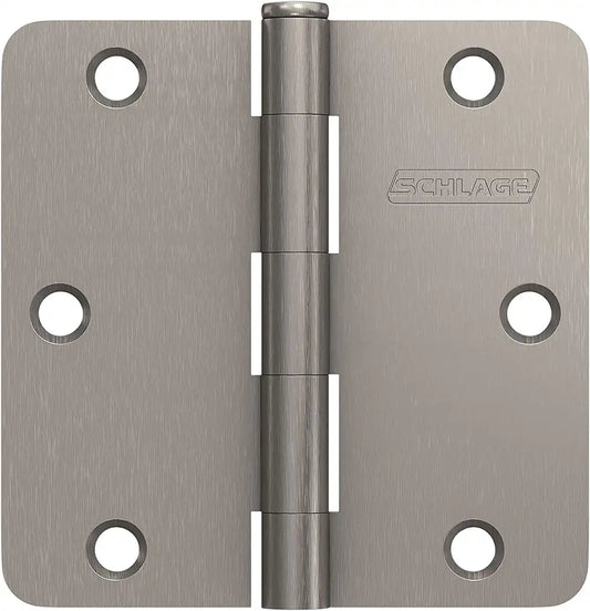Schlage 3.5" Door Hinge with 1/4" Radius Round Corner in Satin Nickel (3-Pack)