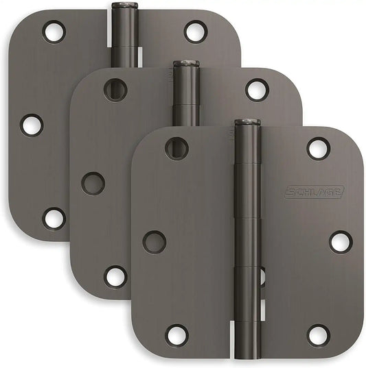 Schlage 3.5" Door Hinge with 5/8" Radius Round Corner in Black Stainless (3-Pack)