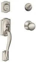 Schlage Lock Company F60CAM619PLY Schlage Camelot Active Door Handleset with Plymouth Interior, Satin Nickel