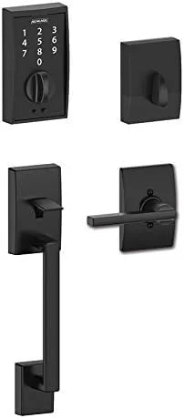 Schlage Touch FE375-CEN-622-LAT Matte Black Keyless Touchscreen Deadbolt with Century Trim and Latitude Lever Entry Door Handleset
