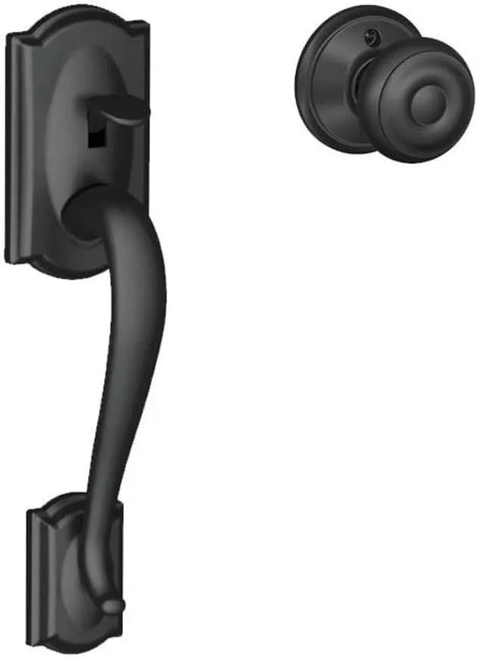 Schlage FE285 Camelot By Georgian Bottom Half Handleset with 16080 Latch and 10063 Strike Matte Black Finish