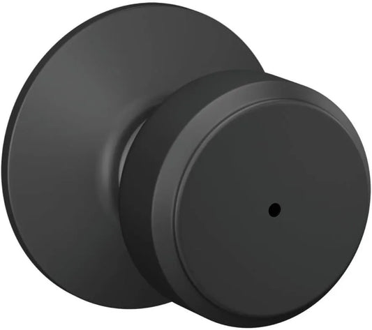 Schlage Bowery Bed/Bath Privacy Door Knob with Lock, Matte Black