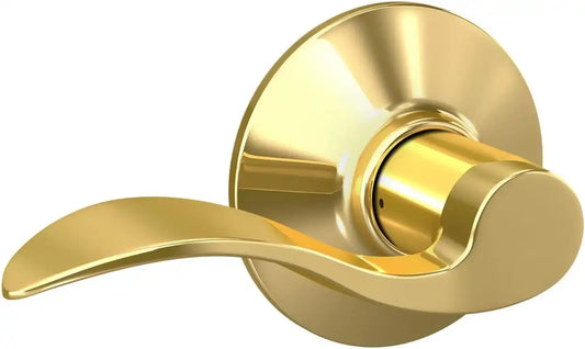 Schlage F10 ACC 605 Accent Door Lever, Hall & Closet Passage Lock, Bright Brass