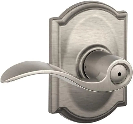 SCHLAGE Accent Bed/Bath Privacy Door Handle with Lock, Satin Nickel