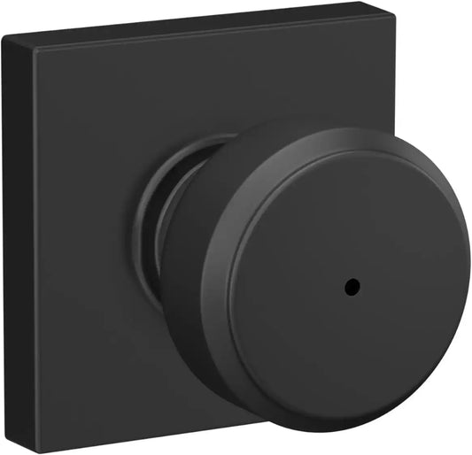 SCHLAGE Bowery Bed/Bath Privacy Door Knob with Lock, Matte Black