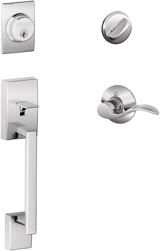 Century Single Cylinder Handleset and Left Hand Accent Lever, Bright Chrome (F60 CEN 625 ACC LH)