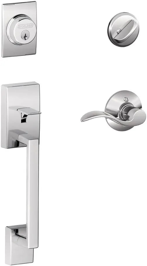 SCHLAGE Century Single Cylinder Handleset and Right Hand Accent Lever, Bright Chrome (F60 CEN 625 Acc RH)