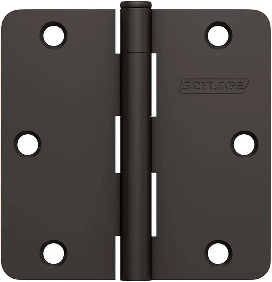 Schlage 3.5" Door Hinge with 1/4" Radius Round Corner in Aged Bronze (3-Pack)