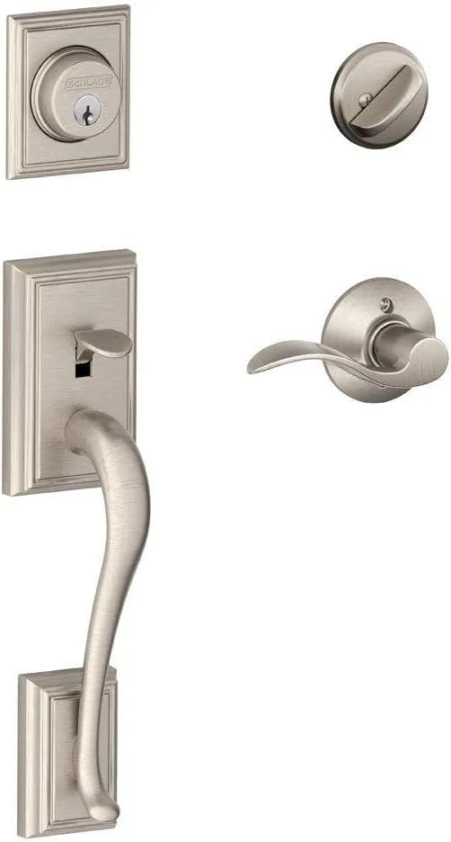 SCHLAGE Front Door Entry Handleset, Accent Lever, Satin Nickel