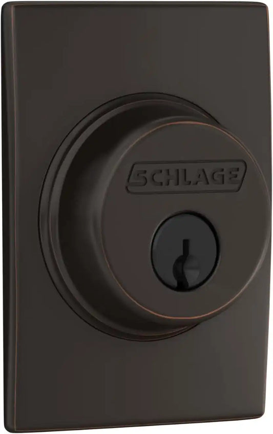 Schlage Century Single Cylinder Front Door Deadbolt, Aged Bronze