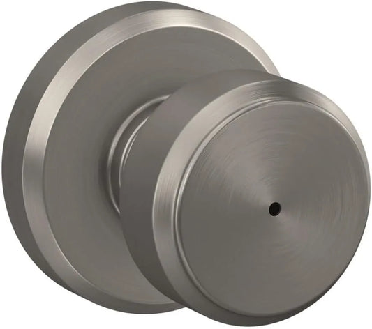 Schlage Bowery Bed/Bath Privacy Door Knob with Lock, Satin Nickel